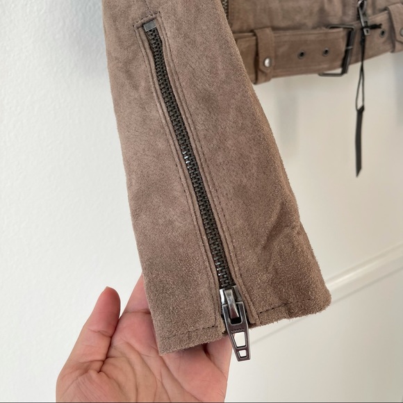 Blank NYC 100% Suede Leather Moto Biker Tan Jacket S - Picture 11 of 14